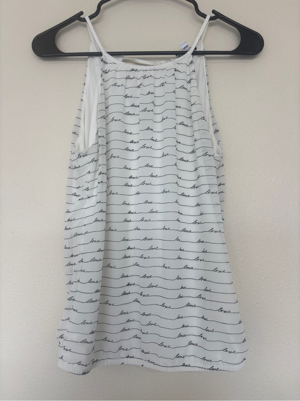 Express White Halter Tank with Black Script Stripe
